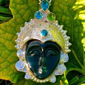 Sajen Silver carved goddess face